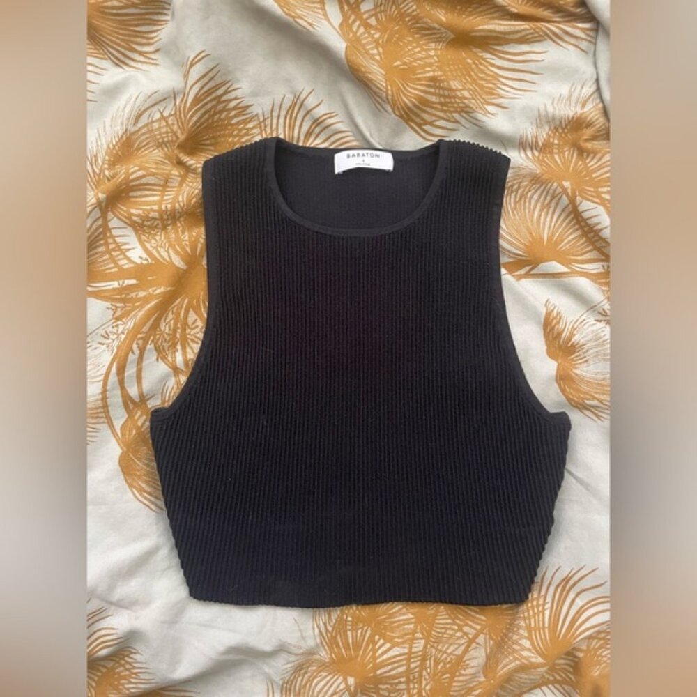 Babaton sculpt knit racer cropped tank S